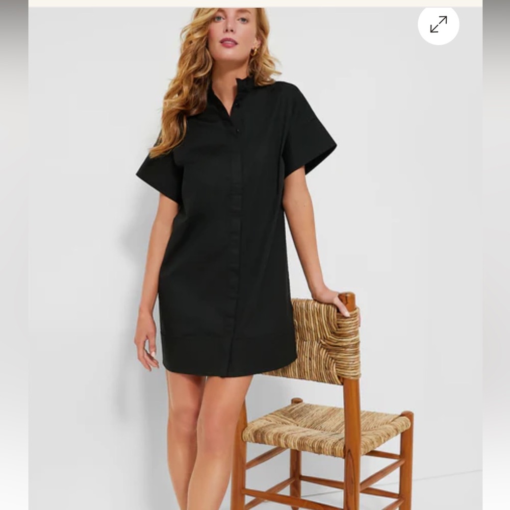 Tuckernuck Black Trapunto Stitch Sofia Shirt Dress